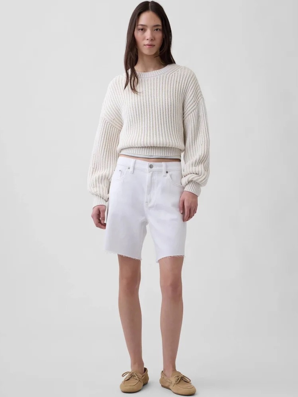 GAP 90s Loose Fit Bermuda Shorts Mid Rise Size 0R NWT White Cotton
